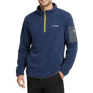 Columbia Titanium Men's Blue Fleece Neon Quarter Zip Long Sleeve Pullover Size M